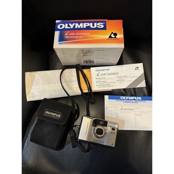 Olympus iZOOM 3000 APS Compact Film Camera + Case +box, Pamplets, OPEN BOX